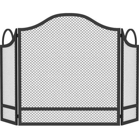 HOMCOM Floral 3-Panel Folding Fireplace Screen for Protection, Black (1/5)