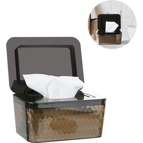 Boîte de rangement marron pour lingettes humides avec couvercle, distributeur pour bébé et salle de bain (1/5)