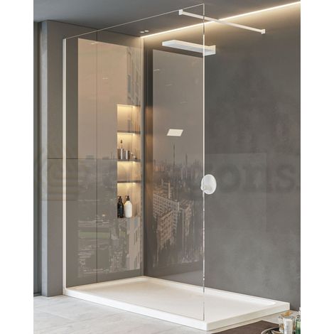 Exagonshop Walk in parete doccia fissa 140 cm vetro trasparente 8