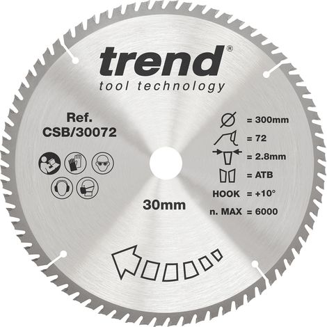 Lame de scie circulaire bois 300 mm, 72 dents TCT, 30 mm alésage (1/5)