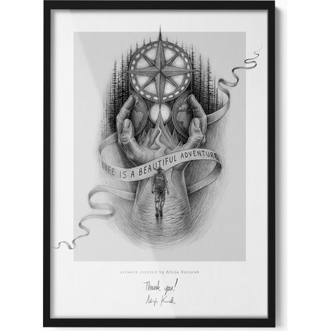 Cadre photo noir avec image Poster avec protection en plexiglass – Idéal pour vos dessins et affiches  - idée de cadeau - Avec Plexiglass 50x70 cm (1/5)
