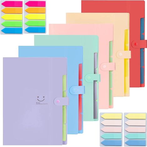 6 Pièces Extensible Classeur Documents avec Etiquettes, A4 Expansion Dossiers De Fichiers 5 Compartiments Organiseur Document avec Fermeture Snap pour l'école et Bureau (1/5)