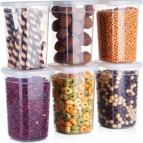 Envases para productos a granel con tapa 1 l 6 uds.