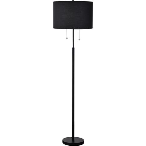 Lampada da terra Fogo Light nera, paralume ovale, 2xE27 (1/5)