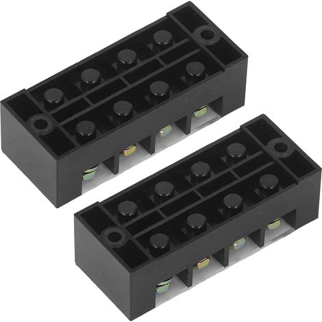 Bloc de bornes à vis 60A 600V, double rangée avec capot transparent, pour éclairage pont et applications électriques, 2 unités, 4 positions (604) (1/5)