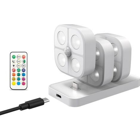 Runde Bewegungsmelderleuchten, wiederaufladbare LED-Leuchten, Treppenleuchten (5,2 x 5,2 x 2,1 cm) mit Ladestation, kabellose Lichtscheiben, Innenbeleuchtung mit automatischem Sensor, Schlafzimmerzube (1/5)