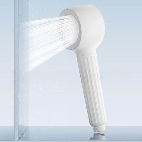 Pommeau de douche haute pression blanc nuage double mode 360° (1/4)