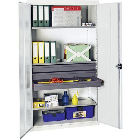 Stumpf Armoire à outils et matériaux Série 3000 gris clair + 3 tiroirs 100 mm + 3 étagères coulissantes continues - 3008207