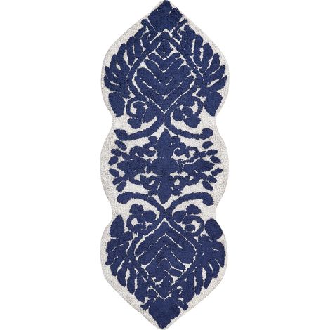 Alfombrilla de baño moderna de algodón forma irregular 150 x 60 cm patrón decorativo accesorios de baño azul Canbar