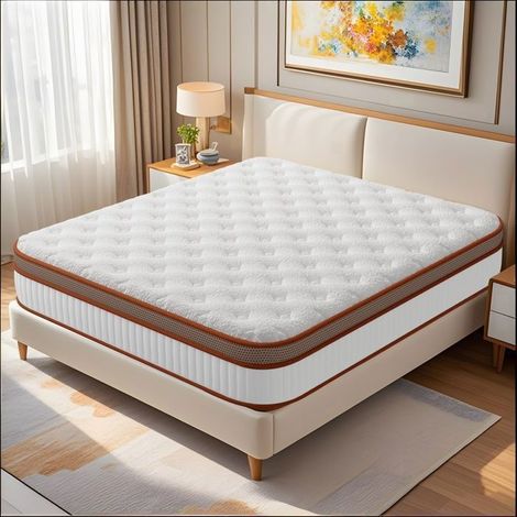 Matelas 140x200 cm Memoire de Forme - Épaisseur 26 cm, Matelas 2 Place, Hybride Mousse & Ressorts Ensachés, Certifié Oeko-TEX (1/5)