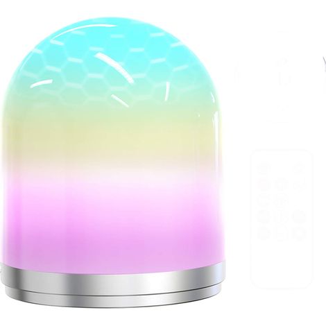 Coloré Night Light, télécommande, Batterie Rechargeable, Peut être obscurci RVB Changing coloré, idéal pour Chambre à Coucher, Salle de Bains