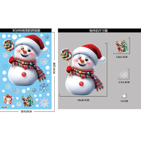 Nouveaux autocollants de Noël, flocons de neige 3D, bonhommes de neige, stickers pour fenêtres, sapins du Père Noël, cadeaux, autocollants statiques en PVC pour vitres