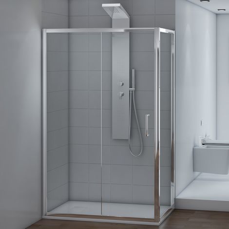 Box doccia 70x90 rettangolare fisso + scorrevole vetro trasparente 6 mm (1/5)