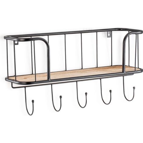 Porte-Manteau Mural en Acier et pin 50 x 16 x 26 cm (1/5)