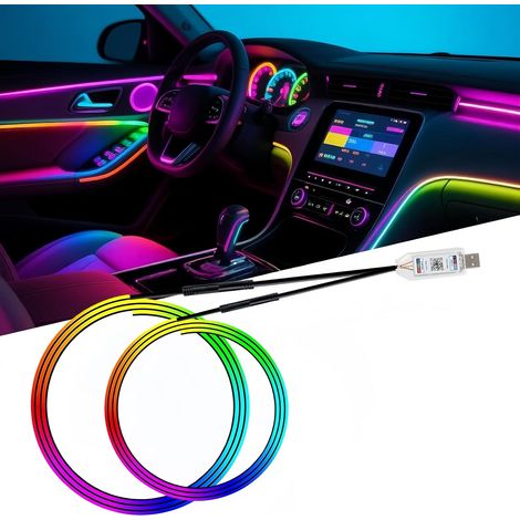 2 in 1 Acrylic LED Car Interior Lighting 110 cm + 35 cm, 290 RGB LEDs with 16 Million Colours, LED Car Interior 200 Modes, App Control and USB Remote Control (1/5)
