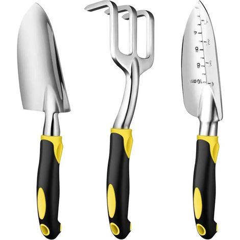 Gartenwerkzeug-Kit, 3 Gartenwerkzeug-Handwerkzeug-Kits, ergonomischer Griff, wasserdichter Satz, Garten-Edelstahl, männliche und weibliche Garten-Geschenke