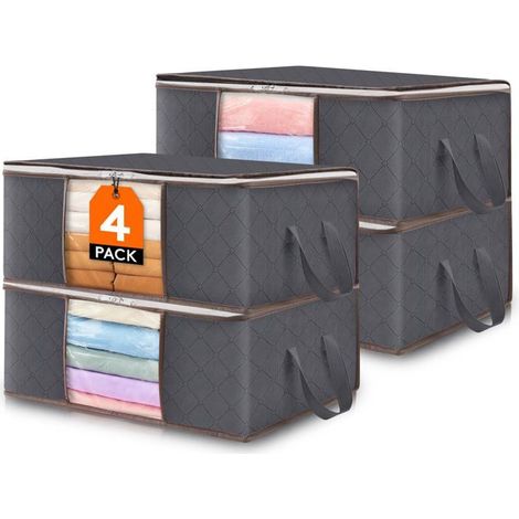 Sac de Rangement Vetement avec Poignées Renforcées Housse Couettes avec Fenêtre Transparente Boite Rangement sous lit Pliable (1/5)