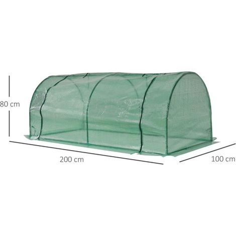 Mini serre tomates verte 2x1x0,8m acier PE, porte zippée pour potager et balcon (1/4)