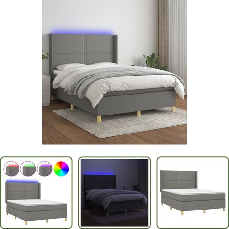 vidaXL Bande LED - Sommier à lattes de lit matelas LED Gris foncé 140x200 cm Tissu (1/5)