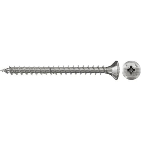 Fischer 200x Power-Fast 4,5 x 40 cabeza avellanada acero inoxidable A2 rosca completa ranura cruzada PZ - 657345