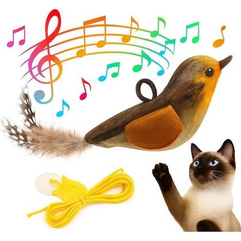 Oiseau interactif suspendu pour chat - Mouvement à ressort - Pour chatons et chats adultes - Décoration de fenêtre - Cadeau pour propriétaires de chats (1/5)