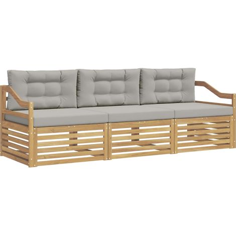 Outdoor-Sofagarnitur 3 stk. Weiß und Hellgrau Polyester vidaXL