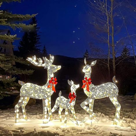 Beleuchtete Weihnachtshirsche für den Garten, Weihnachts-Rentierdekorationen mit LED-Lichtern, künstliche, vorbeleuchtete Weihnachtsdekoration für den Vorgarten (1/4)