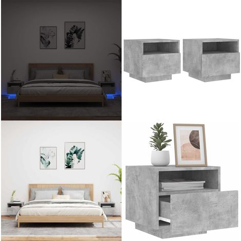 Nachttische mit LED-Leuchten 2 Stk. Betongrau 40x39x37 cm - Nachttisch - Beistelltisch - Wohnzimmermöbel - Schlafzimmereinrichtung - Beleuchtung - Home & Living (1/5)