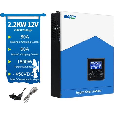 Onduleur Solaire Hybride, Sortie Onde Sinusoïdale Pure, Système de Charge MPPT, SMH-II-2.2KW-WiFi (1/2)