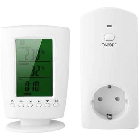 Prise de thermostat sans fil 110-240 V, pièce programmable intelligente avec affichage de la température et de l'heure (ue)
