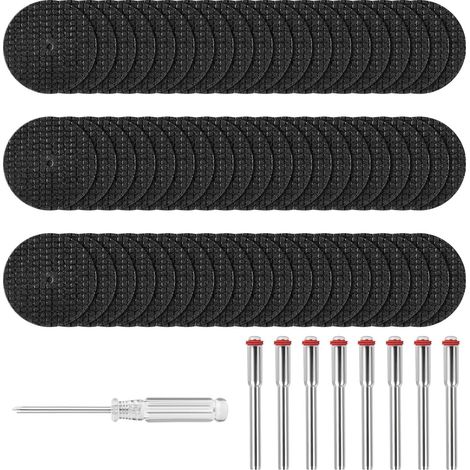 60 discos de corte de diamante mini de 32 mm, discos de corte para Dremel, hoja de sierra circular de resina HSS con 8 mandriles SC y 1 destornillador para cortar madera, metal, plástico y piedra. (1/5)