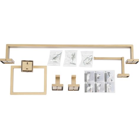 Ensemble d'accessoires de salle de bain, ensemble complet de 5 pièces, en acier inoxydable durable, Or (1/2)
