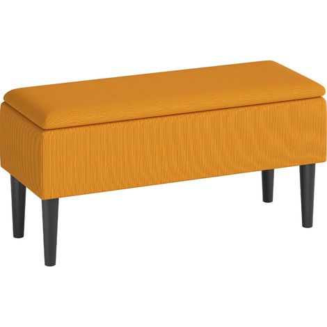 Pour Chambre et Entrée Gagnez de la Place avec cette Banquette Coffre de Rangement en Bois et Tissu 95x38x45 cm Orange (1/5)