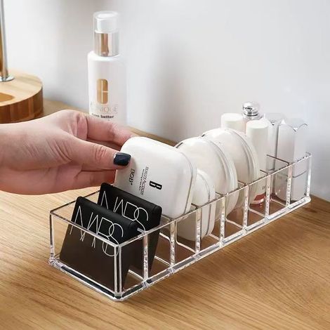 Organisateur cosmétique transparent 8 compartiments PS matériel 165g portable grand capacité (1/5)