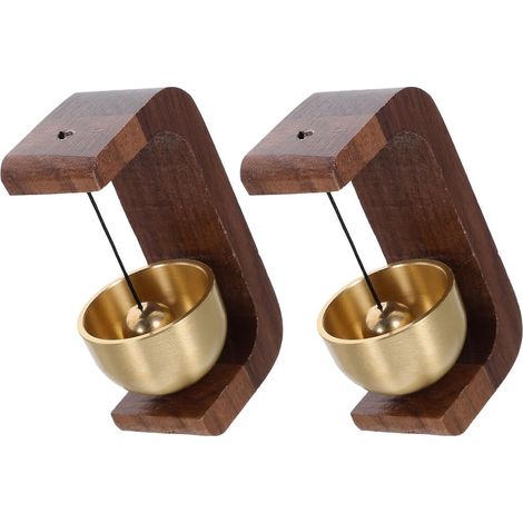 Juego de 2 timbres decorativos de madera maciza de nogal negro, timbres para tiendas u oficinas, sonido suave.