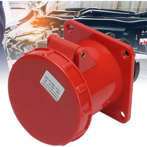 Prise encastrée industrielle pour l'aéronautique, triphasée, étanche et résistante à la pluie, connexion par fiche industrielle, 380 V-415 V 63 A 3P+T 4 broches IP67 (1/5)