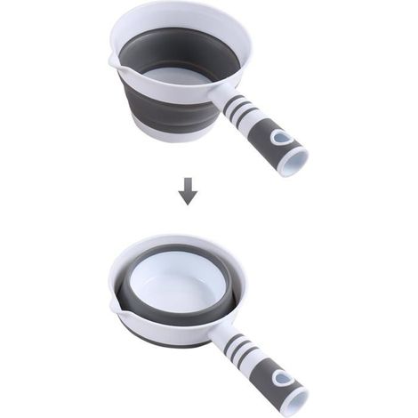 Louche à eau pliable en silicone et plastique, Pelle à eau portable pliable, cuillère à eau Louche de bain avec poignée (Gris) (1/5)