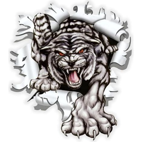 Autocollant Voiture Réfléchissant,Autocollant De Capot De Voiture TêTe De Tigre Murale Stickers Voiture Humour Autocollants En Vinyle Moto Personnalisés Car Sticker Funny Pare-Brise Arrière 15x17cm (1/5)