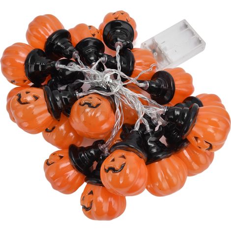 Guirlande lumineuse citrouille à 20 LED, 3 mètres, double mode d'éclairage décoratif pour Halloween à la maison ou pour les fêtes. (1/5)