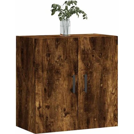 Meuble Mural Suspendu 60x31x60 cm en Bois d'Ingénierie Effet Chêne Fumé, Rangement Moderne pour Salle de Bain ou Cuisine (1/5)