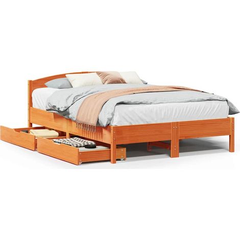 Maison Exclusive - Cadre de lit sans matelas cire marron 140x190cm bois pin massif