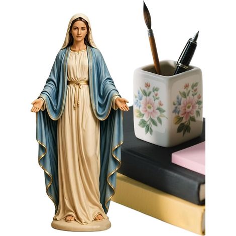 Statue de la Vierge Marie , figure catholique aux bras ouverts , 12 cm - Décoration bureau en résine (1/5)