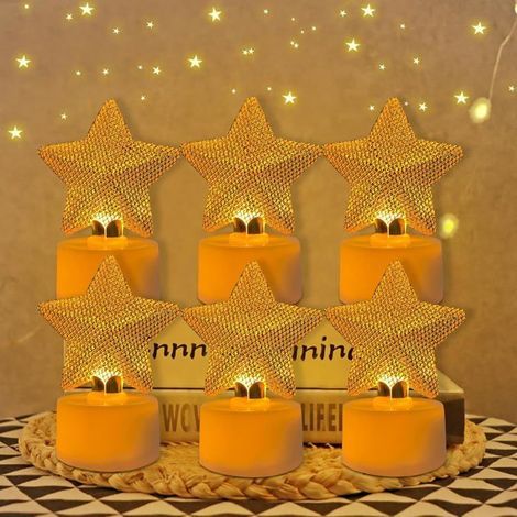 LED  Candles for Food Warmers - Set of 6 - Metal - Flameless - Christmas Decor - Battery Operated