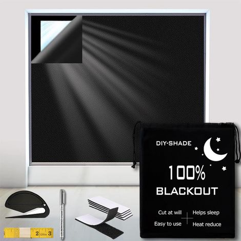 Rideaux occultants occultants avec velcro, découpables, avec velcro, rideaux de voyage sans perforation, DIY, 1,453m, vinyle noir (1/5)