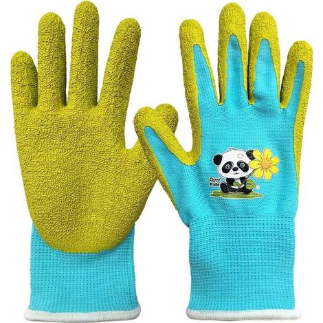 (3 6years old, blue/apple green) Gants de jardinage pour enfants de 3 à 6 ans Paume en caoutchouc pour une résistance à l'eau et à la saleté (1/4)