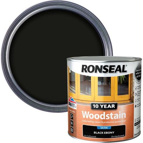 Ronseal 10 Year Ebony Woodstain - 750ml, Long-Lasting Protective Exterior Finish (1/4)