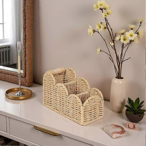 Cet organiseur de table de chevet/bureau, qui sert également de support pour télécommande, de porte-stylo et de porte-pinceaux de maquillage, présente un bord en forme d'éventail et est parfait pour u (1/4)