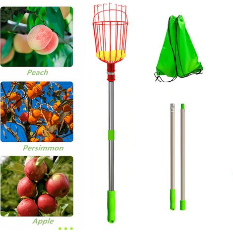 Cueille-fruits de 1,6 mètre de haut, perche à fruits avec panier, outils de cueillette de fruits, outils de jardin. (1/5)