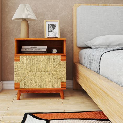 2er-Set Nachttische 48 × 35 × 58 cm in Braun mit verstellbarem Stauraum (1/5)