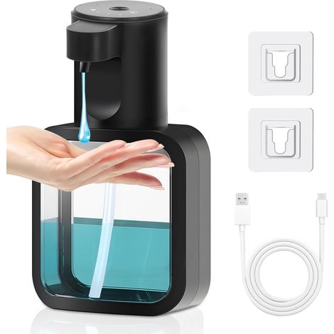 1 Distributeur de Savon Automatique, 500mL, Capteur Infrarouge, Rechargeable USB, Étanche IPX5, pour Salle de Bain et Cuisine (1/5)